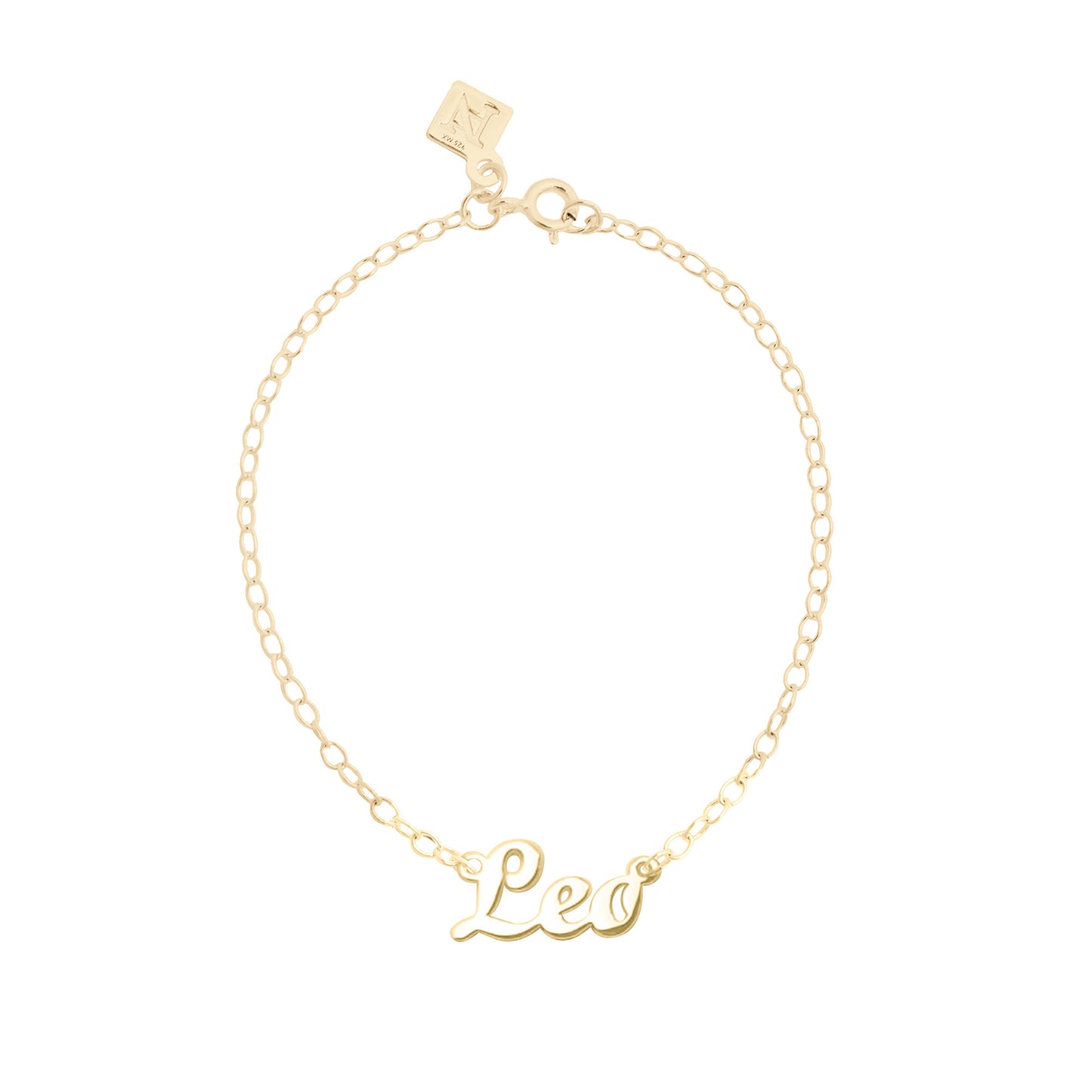 Pulsera nombre de plata en tipografía clásica