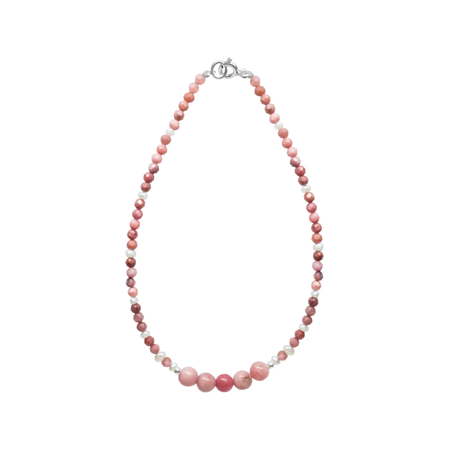 Pulsera Terra con rodocrosita y perlas