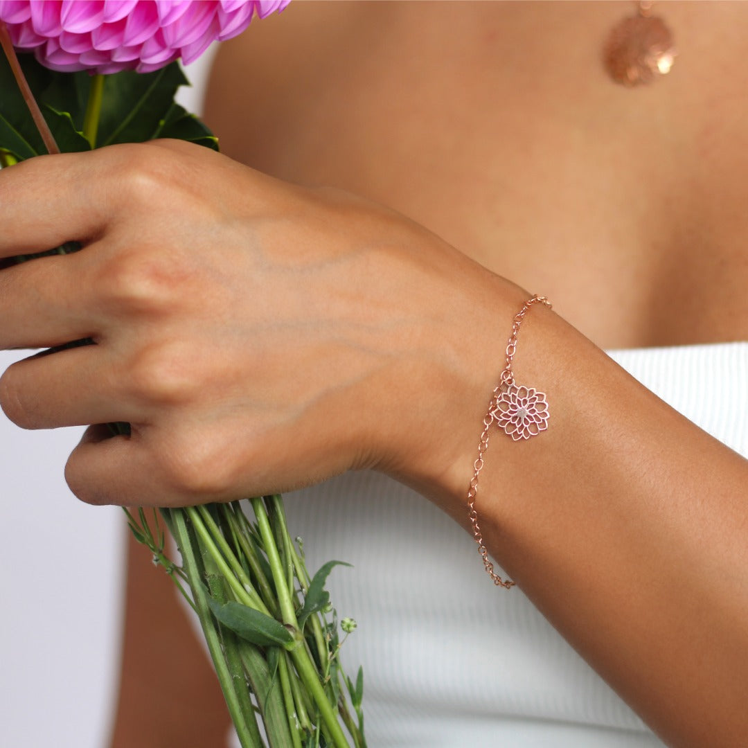 Pulsera Dalia de plata con baño de oro rosa