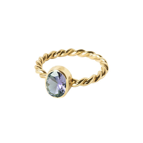 Anillo Bejuco de plata con alejandrita