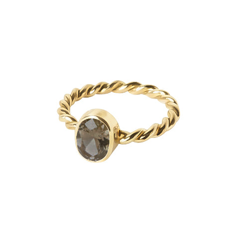 Anillo Bejuco de plata con cuarzo ahumado