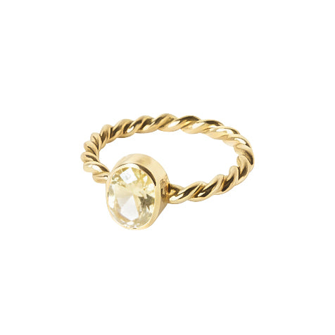 Anillo Bejuco de plata con cuarzo amarillo