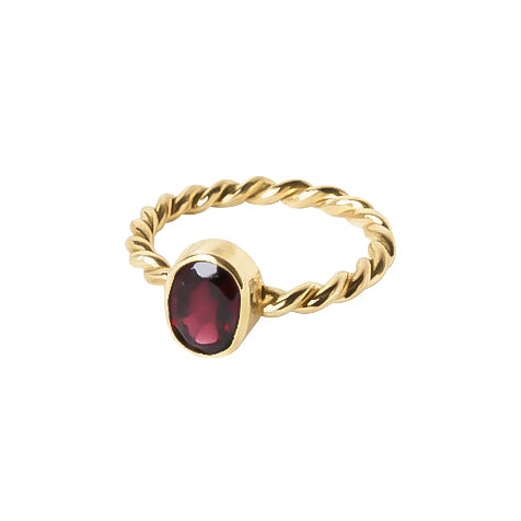 Anillo Bejuco de plata con granate