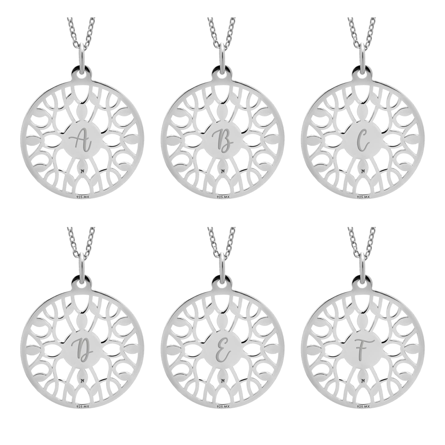 Dije inicial Raíces de plata