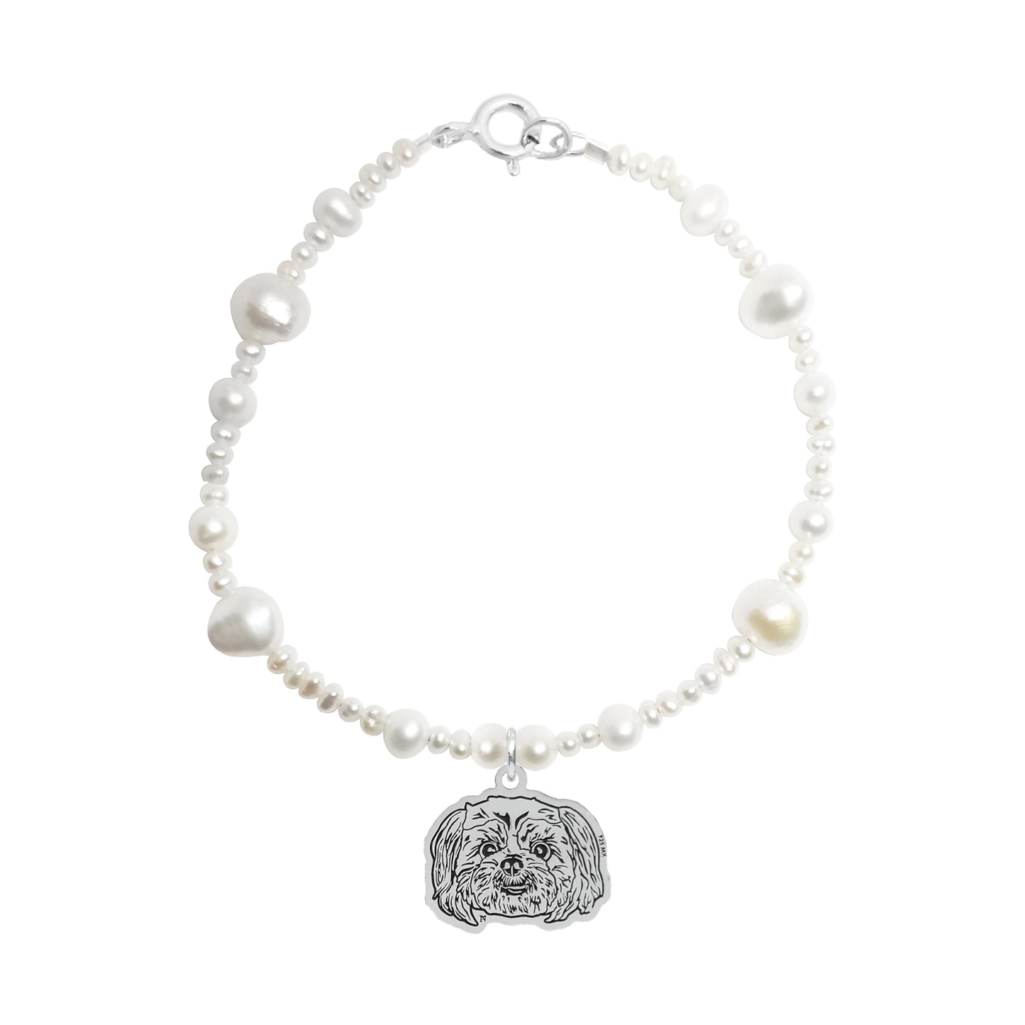 Pulsera de perlas con charm Mascota personalizado
