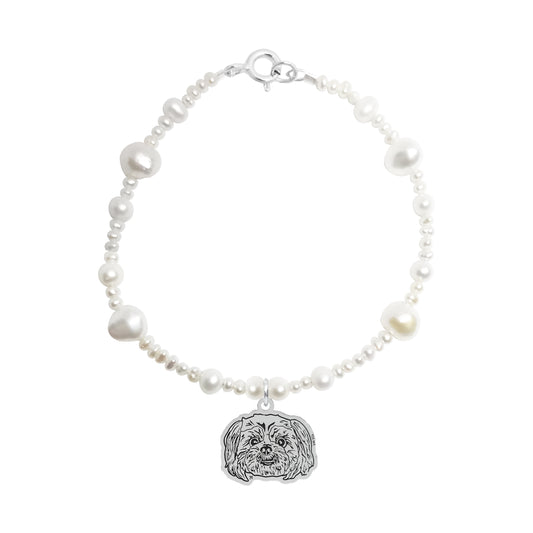 Pulsera de perlas con charm Mascota personalizado