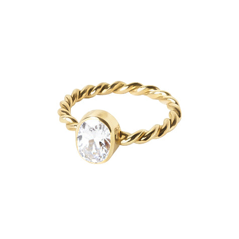 Anillo Bejuco de plata con topacio blanco