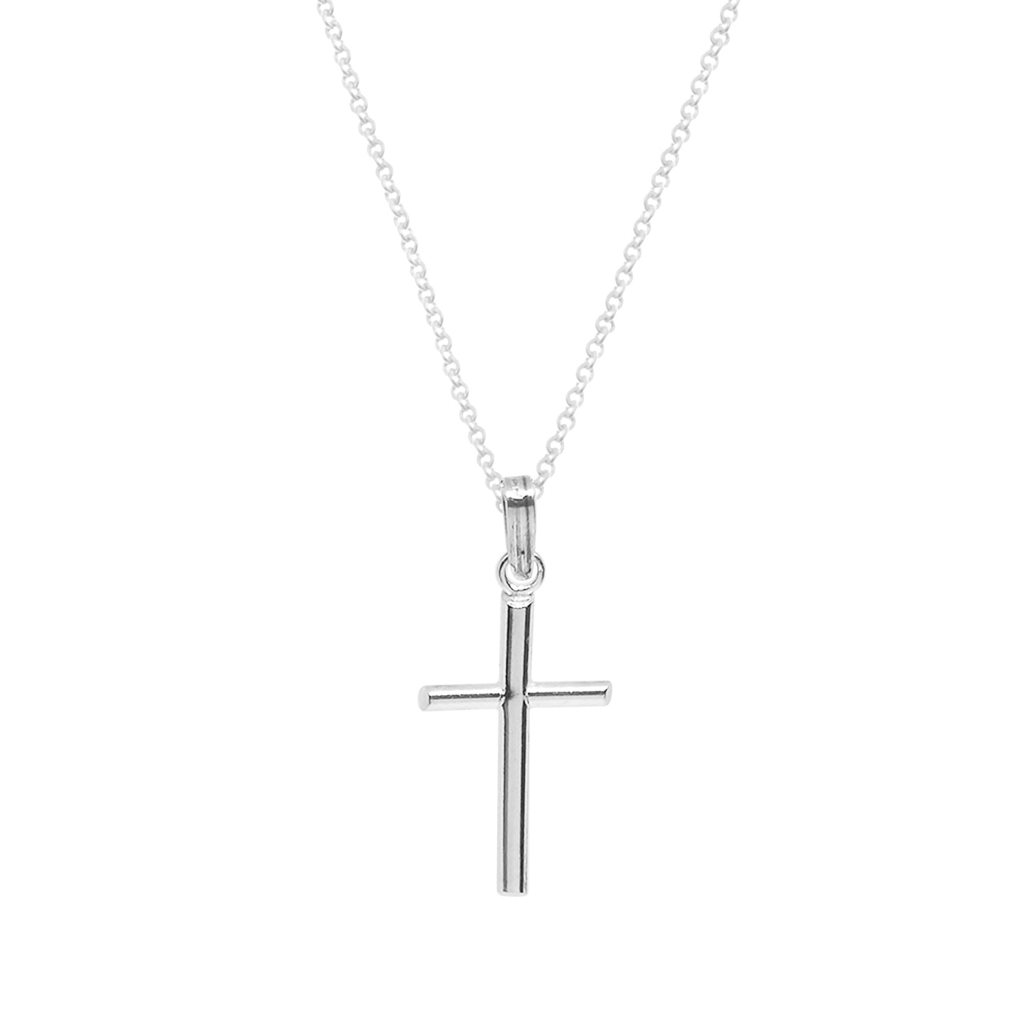 Cruz Nube de plata y cadena bolitas