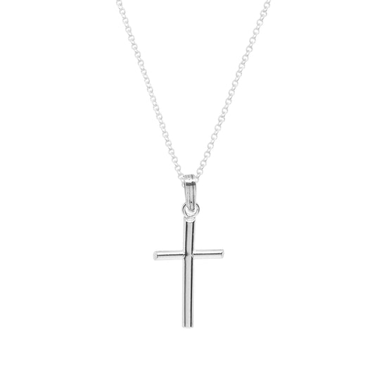 Cruz Nube de plata y cadena bolitas