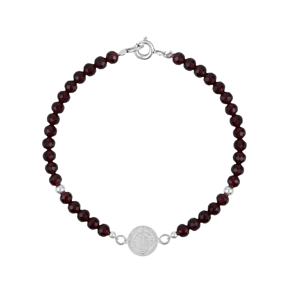 Pulsera Nube San Benito de plata con granate