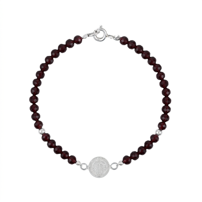 Pulsera Nube San Benito de plata con granate