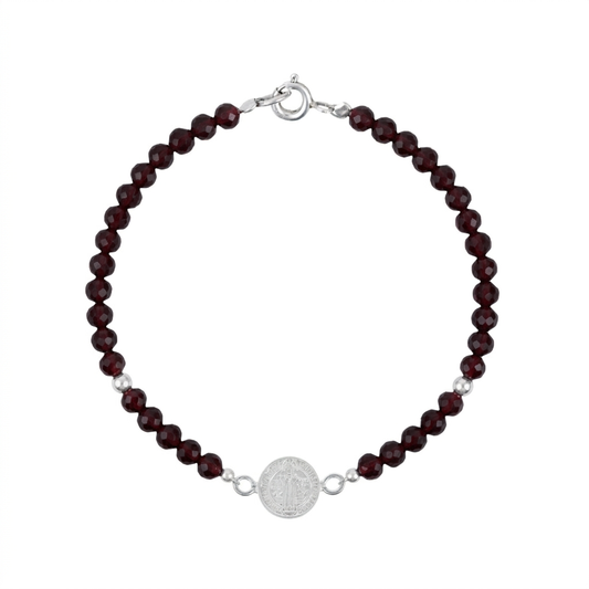 Pulsera Nube San Benito de plata con granate