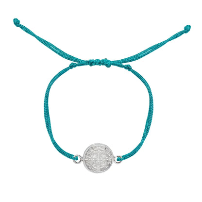 Pulsera Nube San Benito de plata con hilo ajustable