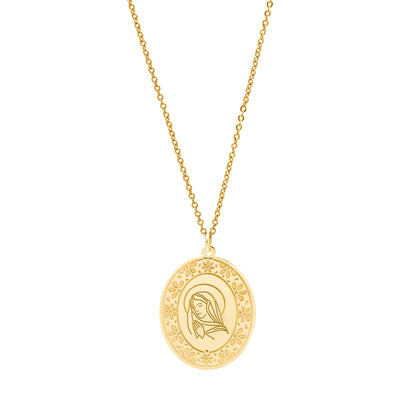 Medalla Nube chica con silueta virgen de plata