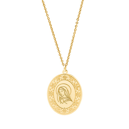 Medalla Nube chica con silueta Virgen dorada