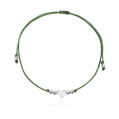 Pulsera Maite de plata con hilo verde