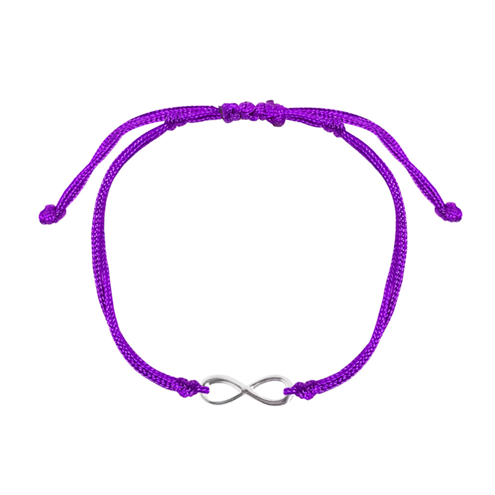 Pulsera Infinito de plata con hilo morado