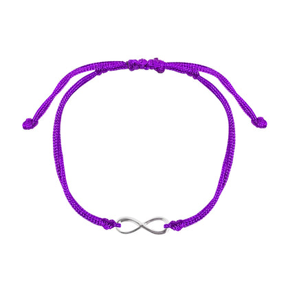 Pulsera Infinito de plata con hilo morado