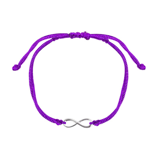 Pulsera Infinito de plata con hilo morado