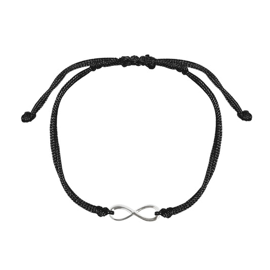 Pulsera Infinito de plata con hilo negro