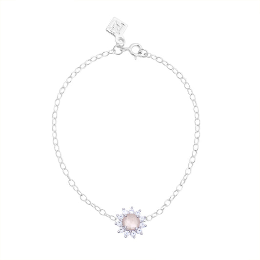 Pulsera Jazmín de plata con cuarzo rosa