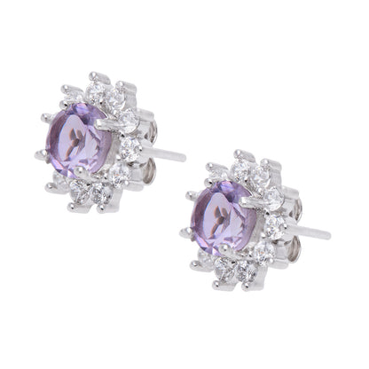 Broqueles Jazmín de plata con amatista