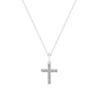 Dije cruz Destellos de plata con zirconias y cadena