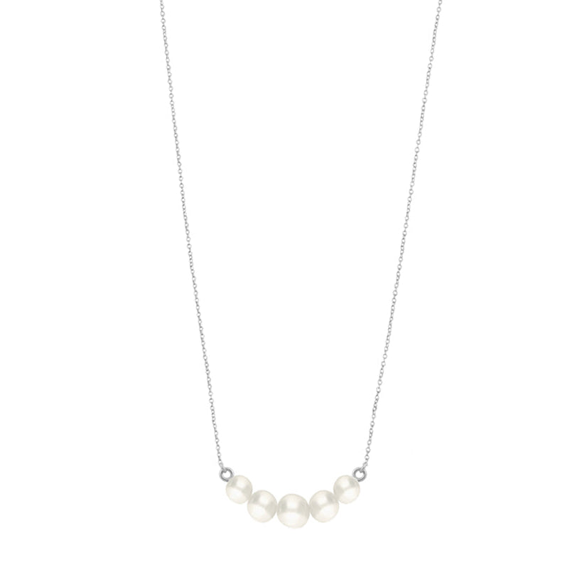 Collar cadena de plata con 5 perlas blancas
