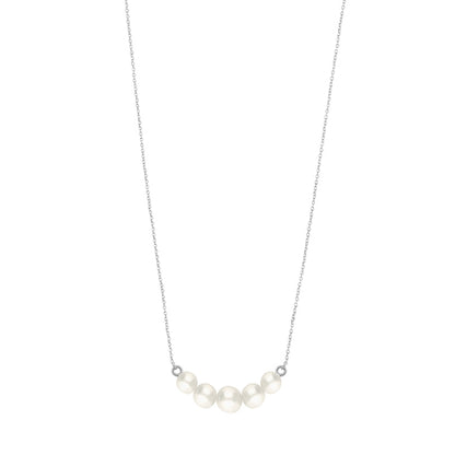 Collar cadena de plata con 5 perlas blancas