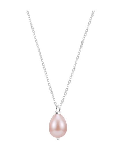 Dije perla rosa con cadena de plata