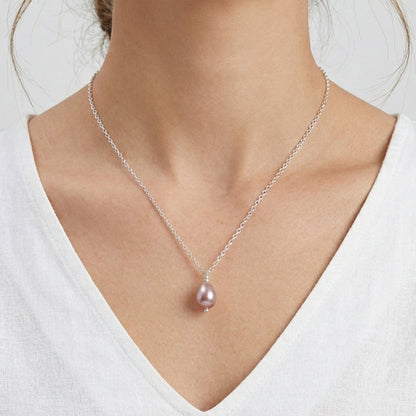 Dije perla rosa con cadena de plata