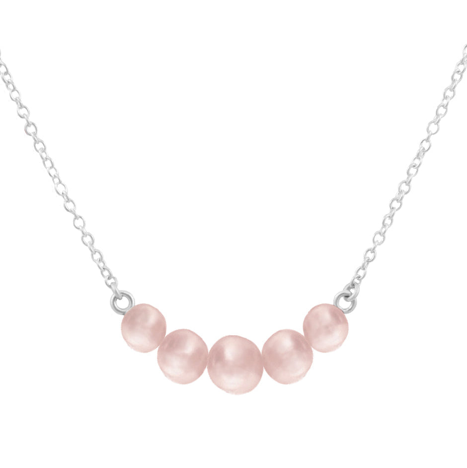 Collar cadena de plata con 5 perlas rosas