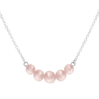 Collar cadena de plata con 5 perlas rosas