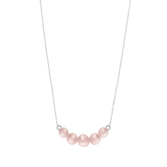 Collar cadena de plata con 5 perlas rosas