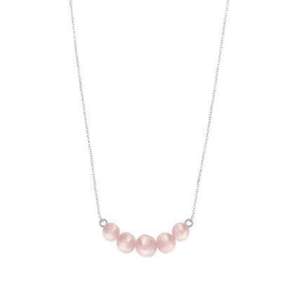 Collar cadena de plata con 5 perlas rosas