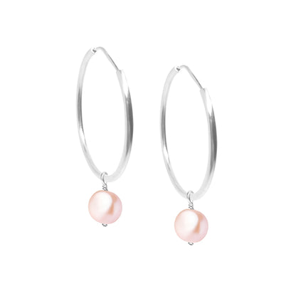 Arracadas de plata con 1 perla rosa