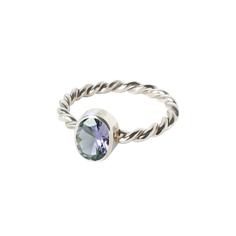 Anillo Bejuco de plata con alejandrita