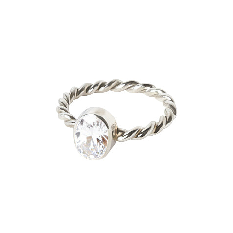 Anillo Bejuco de plata con topacio blanco